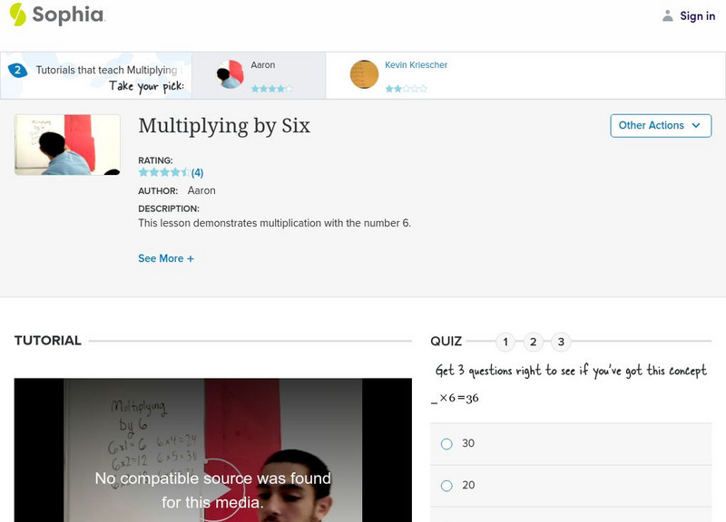 Sophia: Multiplying by Six: Lesson 5 Instructional Video Sophia: Multiplying by Six: Lesson 5 Instructional Video