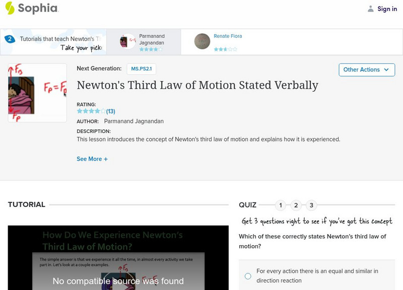 Sophia: Newton's Third Law of Motion Stated Verbally Unit Plan