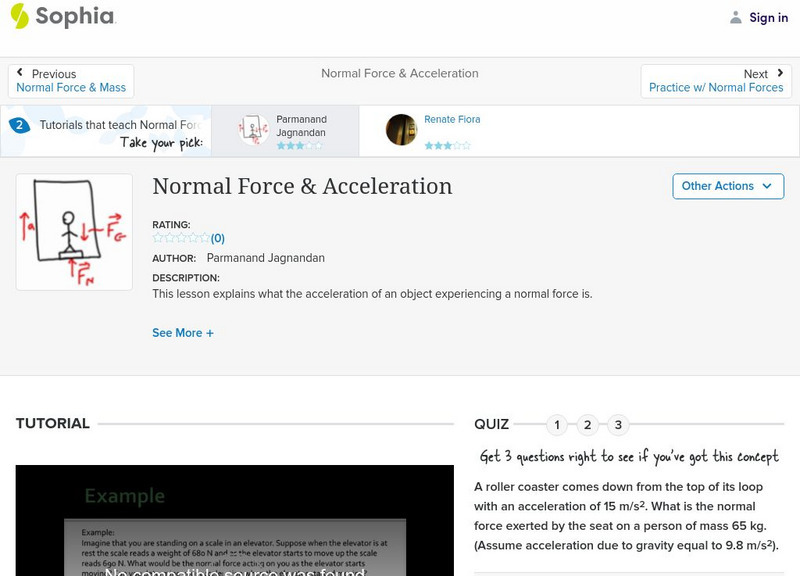 Sophia: Normal Force & Acceleration: Lesson 1 Unit Plan Sophia: Normal Force & Acceleration: Lesson 1 Unit Plan