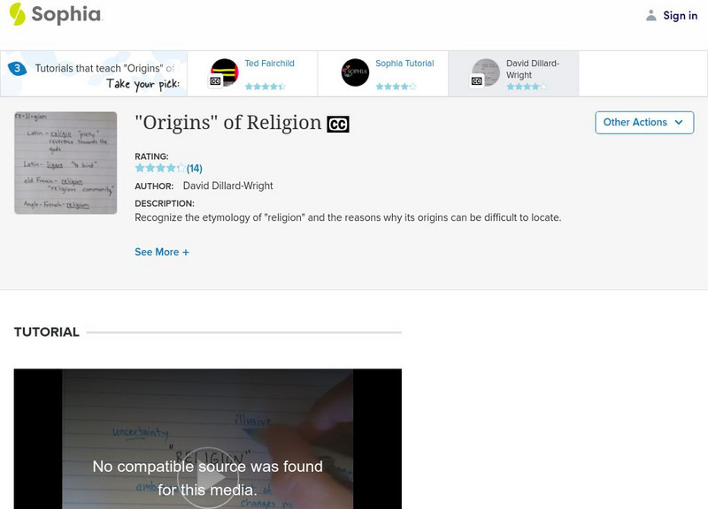 Sophia: Origins of Religion: Lesson 4 Instructional Video Sophia: Origins of Religion: Lesson 4 Instructional Video
