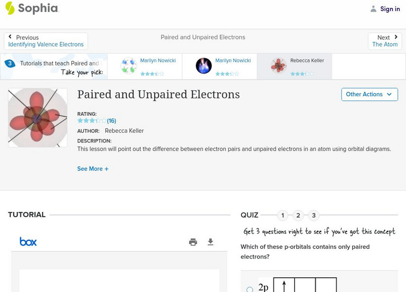 Sophia: Paired and Unpaired Electrons: Lesson 2 PPT Sophia: Paired and Unpaired Electrons: Lesson 2 PPT