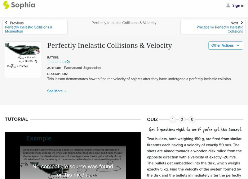 Sophia: Perfectly Inelastic Collisions & Velocity Unit Plan Sophia: Perfectly Inelastic Collisions & Velocity Unit Plan