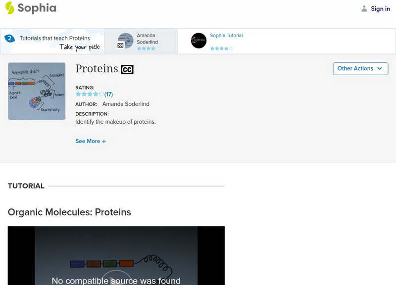 Sophia: Proteins: Lesson 8 Instructional Video Sophia: Proteins: Lesson 8 Instructional Video