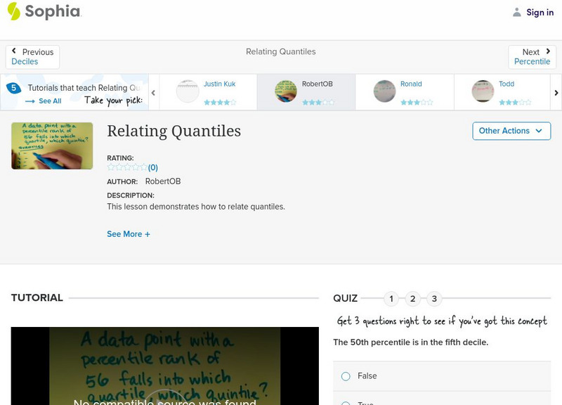 Sophia: Relating Quantiles: Lesson 3 Instructional Video