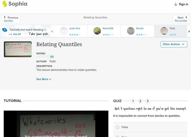 Sophia: Relating Quantiles: Lesson 5 Instructional Video