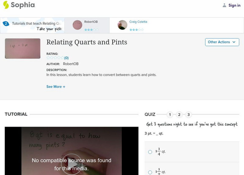 Sophia: Relating Quarts and Pints: Lesson 1 Instructional Video