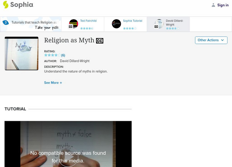 Sophia: Religion as Myth: Lesson 1 Instructional Video Sophia: Religion as Myth: Lesson 1 Instructional Video