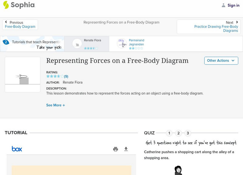 Sophia: Representing Forces on a Free Body Diagram: Lesson 2 PPT Sophia: Representing Forces on a Free Body Diagram: Lesson 2 PPT