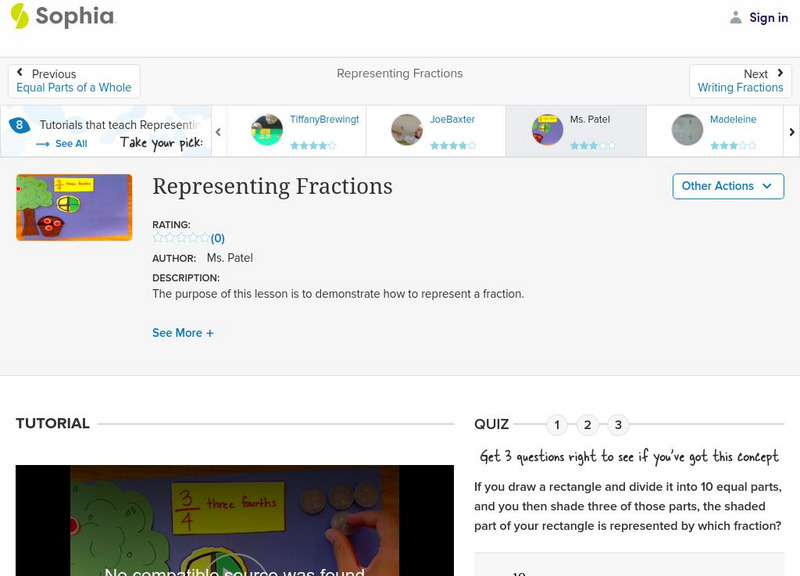 Sophia: Representing Fractions: Lesson 10 Instructional Video