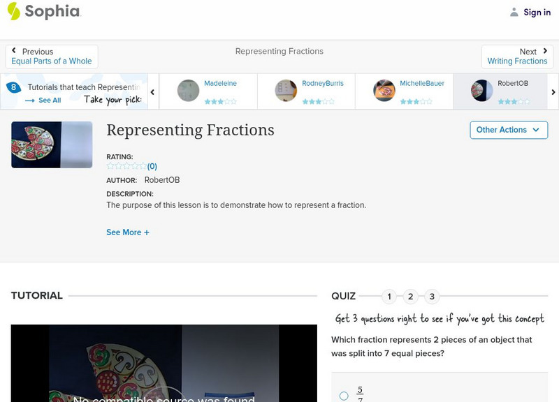 Sophia: Representing Fractions: Lesson 11 Instructional Video