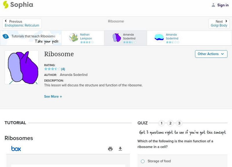 Sophia: Ribosome: Lesson 3 PPT