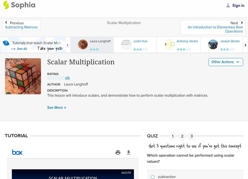 Sophia: Scalar Multiplication: Lesson 1 PPT Sophia: Scalar Multiplication: Lesson 1 PPT