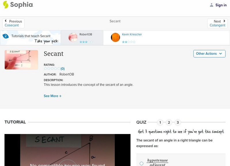 Sophia: Secant: Lesson 4 Instructional Video