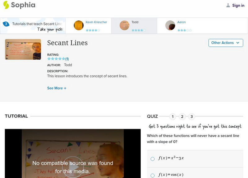 Sophia: Secant Lines: Lesson 3 Instructional Video