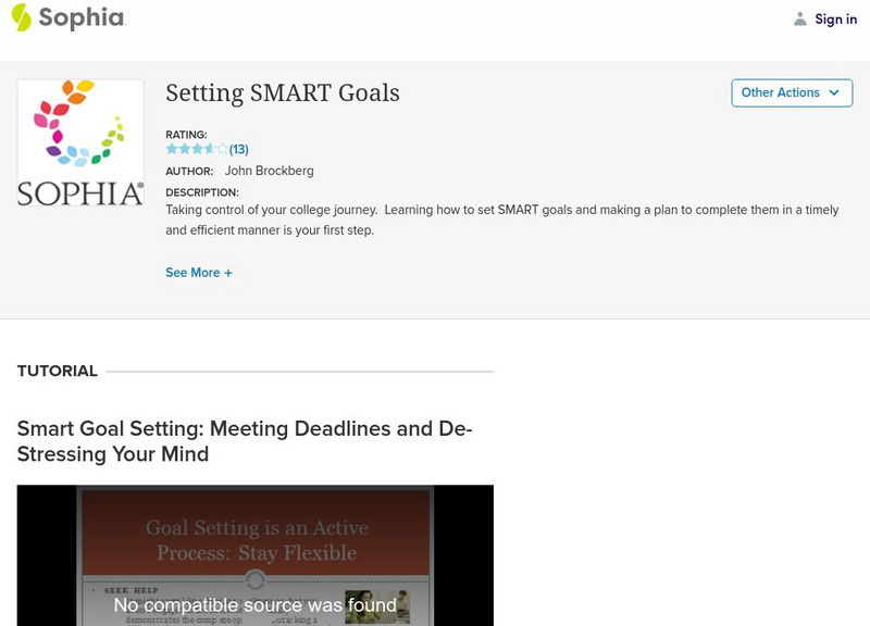 Sophia: Setting Smart Goals Instructional Video Sophia: Setting Smart Goals Instructional Video