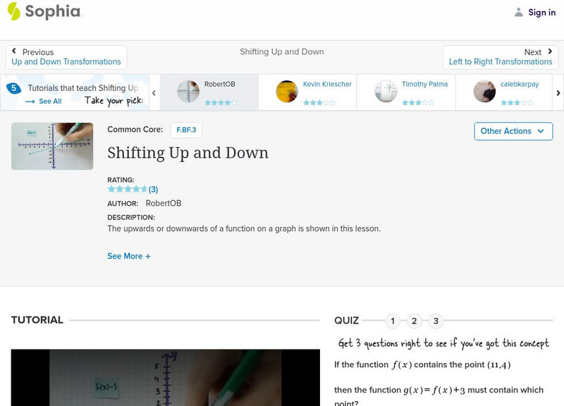 Sophia: Shifting Up and Down: Lesson 4 Instructional Video