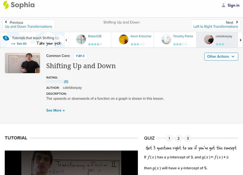 Sophia: Shifting Up and Down: Lesson 6 Instructional Video