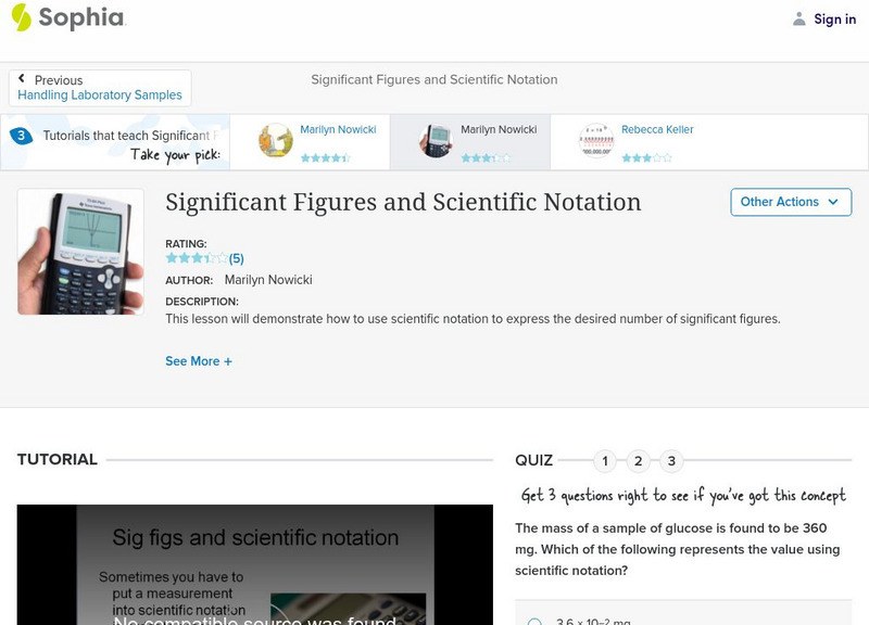 Sophia: Significant Figures and Scientific Notation: Lesson 1 Instructional Video