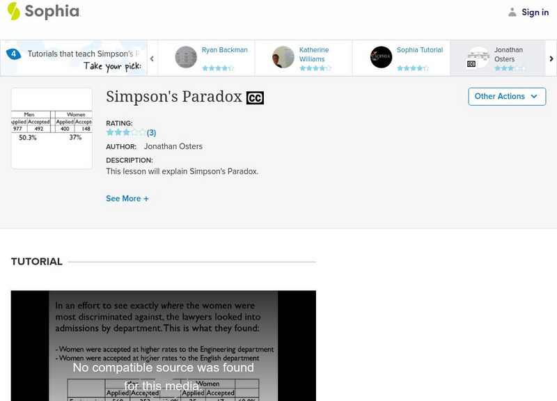 Sophia: Simpson's Paradox: Lesson 3 Instructional Video
