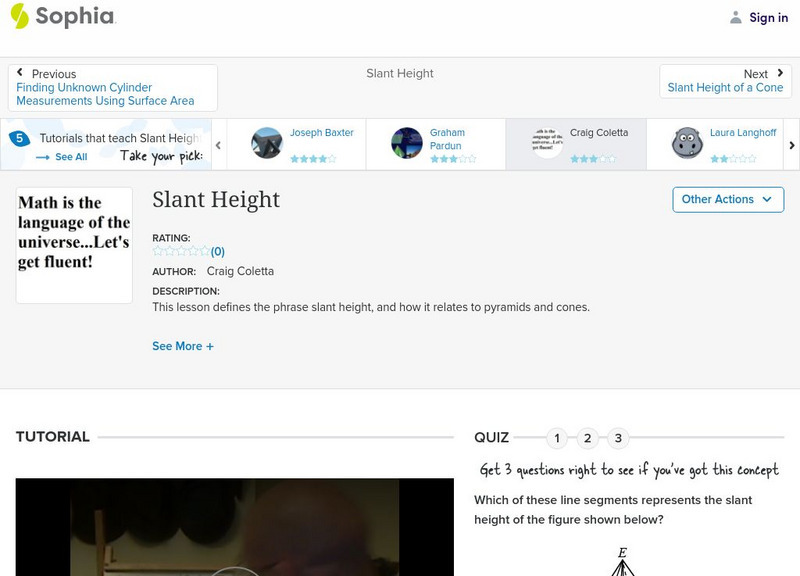 Sophia: Slant Height: Lesson 3 Instructional Video for 9th - 10th Grade ...