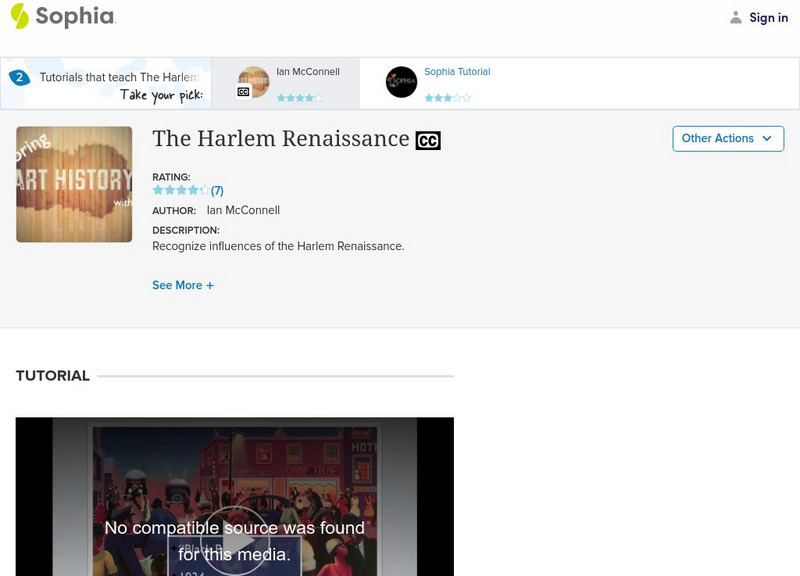 Sophia: The Harlem Renaissance: Lesson 2 Instructional Video Sophia: The Harlem Renaissance: Lesson 2 Instructional Video