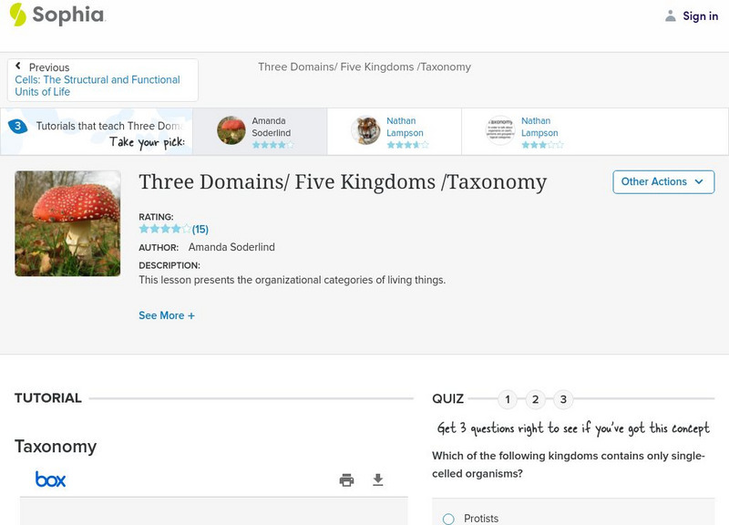 Sophia: Three Domains/ Five Kingdoms /Taxonomy: Lesson 1 PPT Sophia: Three Domains/ Five Kingdoms /Taxonomy: Lesson 1 PPT