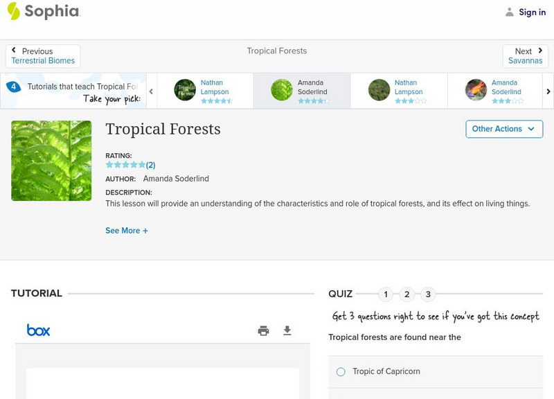 Sophia: Tropical Forests: Lesson 2 PPT Sophia: Tropical Forests: Lesson 2 PPT
