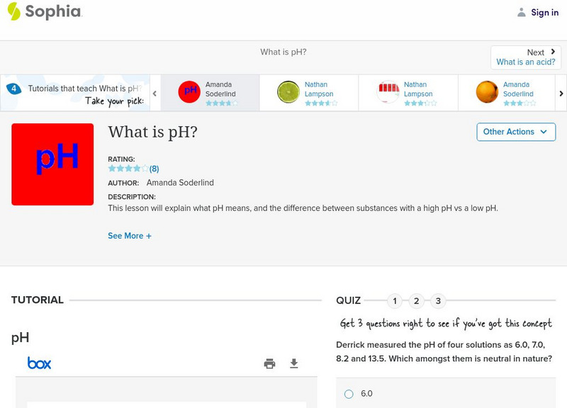 Sophia: What Is P H?: Lesson 2 PPT Sophia: What Is P H?: Lesson 2 PPT