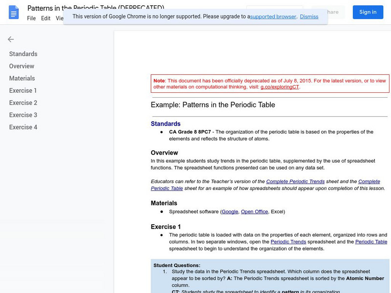 Google for Education: Example: Patterns in the Periodic Table Lesson Plan Google for Education: Example: Patterns in the Periodic Table Lesson Plan