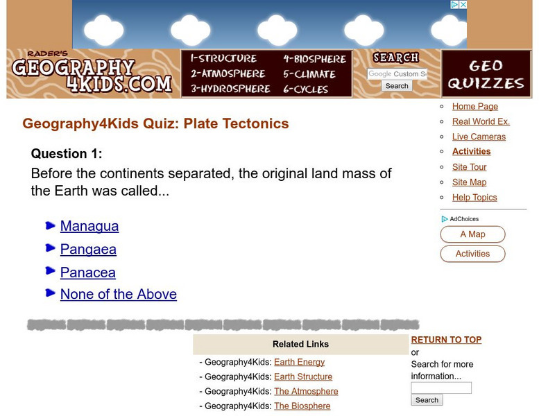 Georgraphy 4 Kids: Plate Tectonics Quiz Unknown Type Georgraphy 4 Kids: Plate Tectonics Quiz Unknown Type