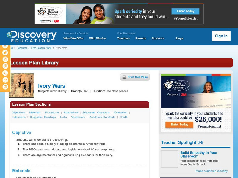 Discovery Education: Ivory Wars Lesson Plan Discovery Education: Ivory Wars Lesson Plan
