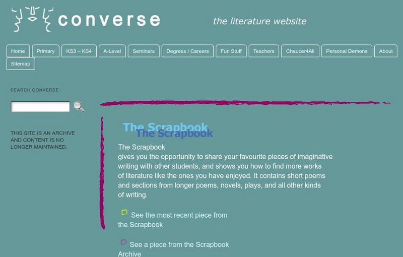 University of Cambridge: The Poetry Scrapbook Website