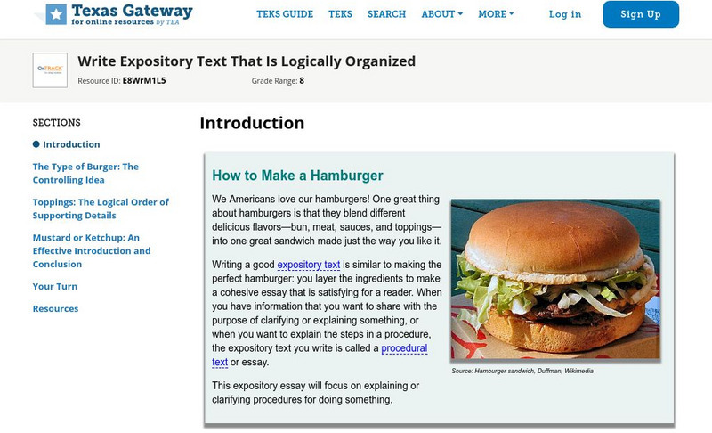 Texas Gateway: Write Expository Text That Is Logically Organized Unit Plan Texas Gateway: Write Expository Text That Is Logically Organized Unit Plan
