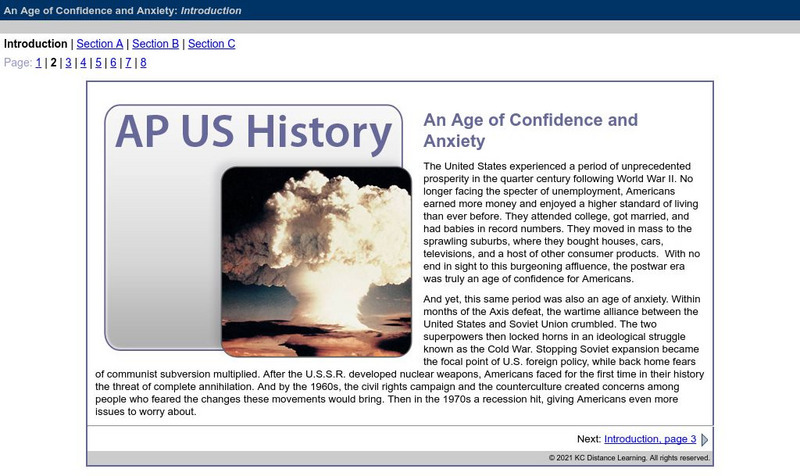 Do Dea: Ap Us History: Unit 8: An Age of Confidence and Anxiety Unit Plan Do Dea: Ap Us History: Unit 8: An Age of Confidence and Anxiety Unit Plan