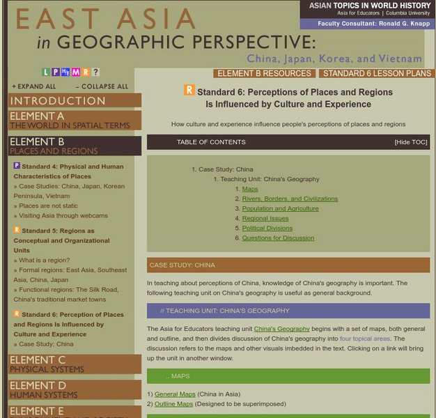 Columbia University: East Asia in Geographic Perspective Unit Plan Columbia University: East Asia in Geographic Perspective Unit Plan
