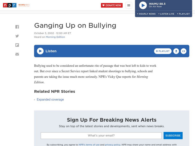 Npr: Ganging Up on Bullying Audio Npr: Ganging Up on Bullying Audio