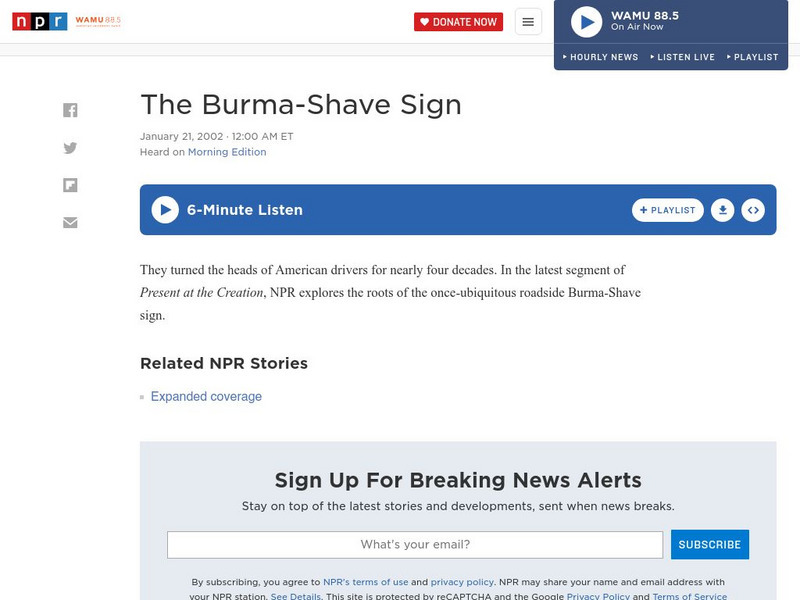 Npr: Present at the Creation: Burma Shave Signs Audio Npr: Present at the Creation: Burma Shave Signs Audio