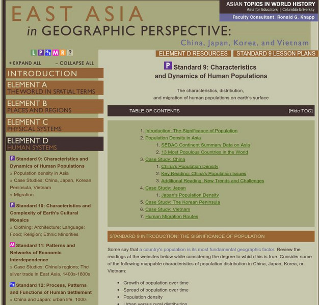 Columbia University: East Asia in Geographic Perspective: Standard 9 Unit Plan Columbia University: East Asia in Geographic Perspective: Standard 9 Unit Plan