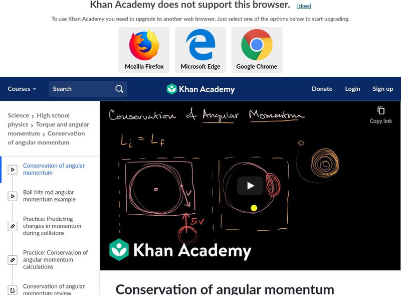 Khan Academy: Conservation of Angular Momentum Instructional Video
