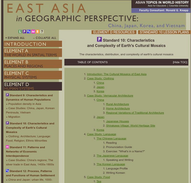 Columbia University: East Asia in Geographic Perspective Unit Plan Columbia University: East Asia in Geographic Perspective Unit Plan