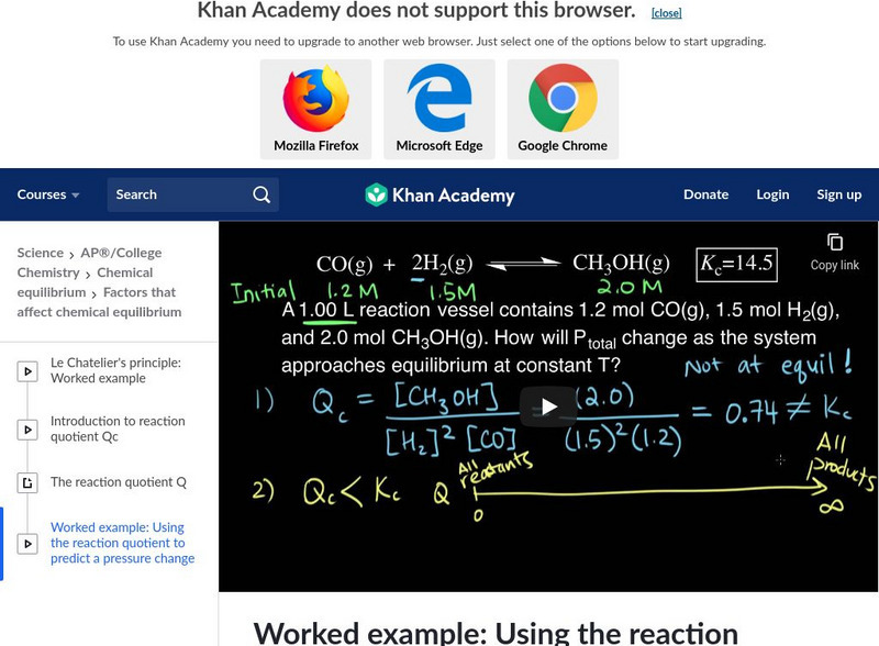 Khan Academy: Comparing Q vs K Example Instructional Video Khan Academy: Comparing Q vs K Example Instructional Video