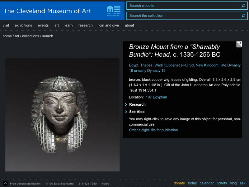 Cleveland Museum of Art: Bronze Mount From a "Shawabty Bundle": Head Graphic Cleveland Museum of Art: Bronze Mount From a "Shawabty Bundle": Head Graphic