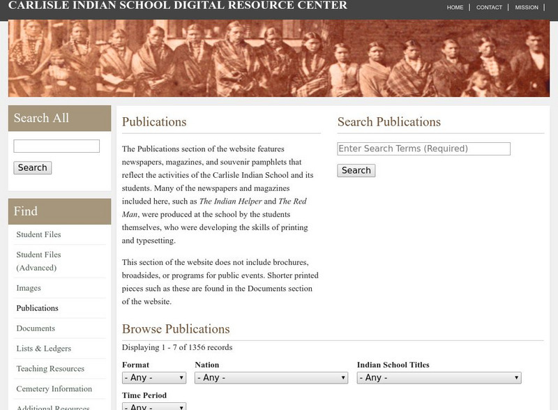 Carlisle Indian School Digital Resource Center: Publications Handout Carlisle Indian School Digital Resource Center: Publications Handout