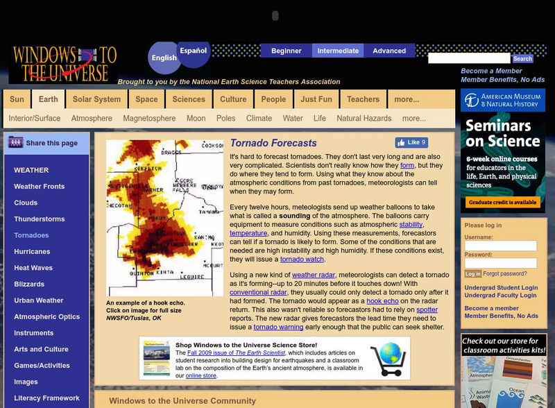 Windows to the Universe: Tornado Forecasts Handout Windows to the Universe: Tornado Forecasts Handout