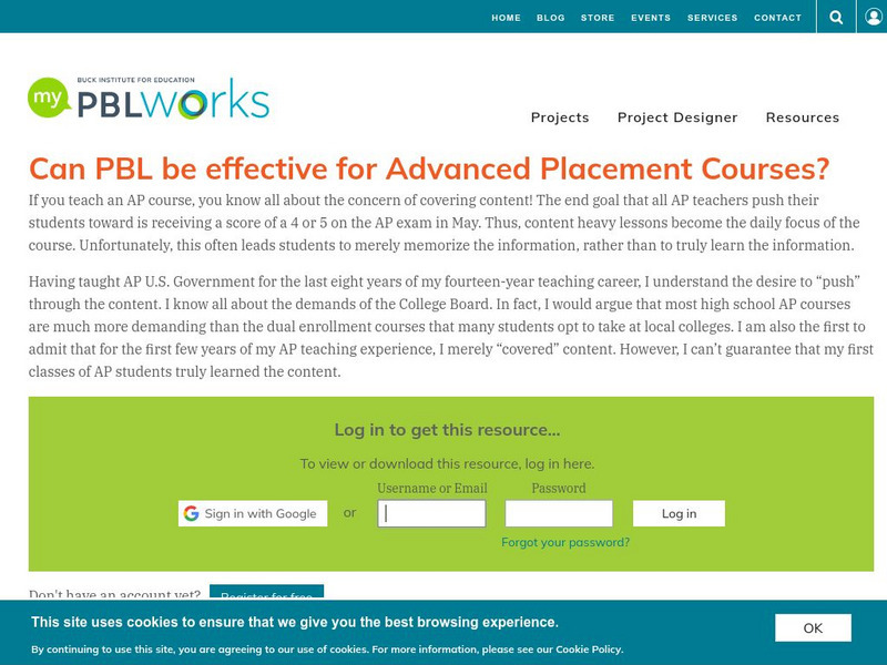 Pbl Works: Is Pbl Effective for Advanced Placement Courses? Professional Doc Pbl Works: Is Pbl Effective for Advanced Placement Courses? Professional Doc