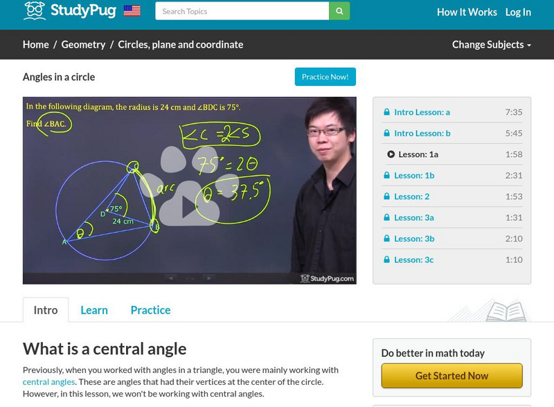 Study Pug: Angles in a Circle Instructional Video Study Pug: Angles in a Circle Instructional Video