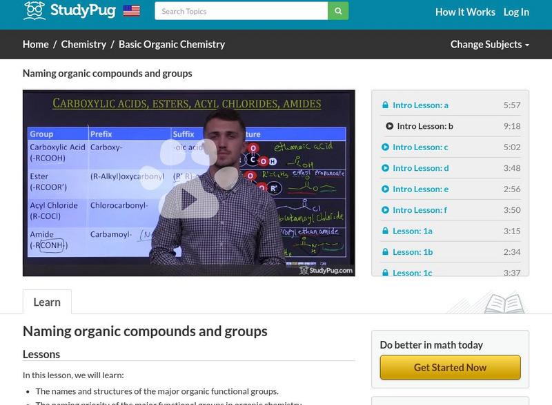 Study Pug: Naming Organic Compounds and Groups Instructional Video Study Pug: Naming Organic Compounds and Groups Instructional Video