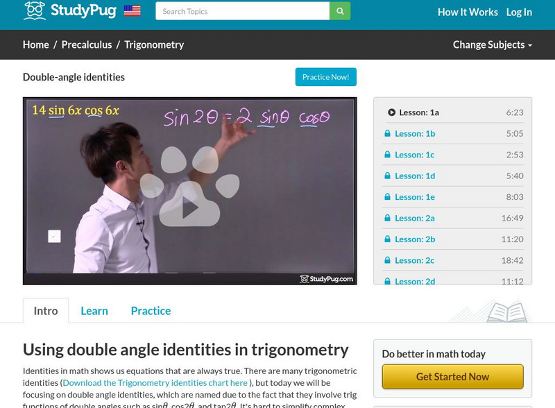 Study Pug: Double Angle Identities Instructional Video Study Pug: Double Angle Identities Instructional Video