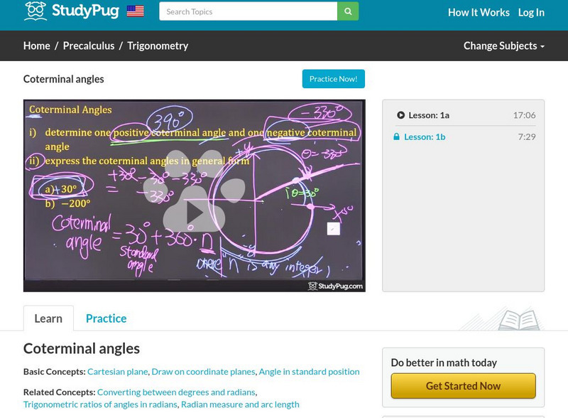 Study Pug: Coterminal Angles Instructional Video Study Pug: Coterminal Angles Instructional Video