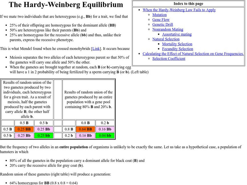 Kimball's Biology Pages: Hardy Weinberg Equilibrium eBook Kimball's Biology Pages: Hardy Weinberg Equilibrium eBook